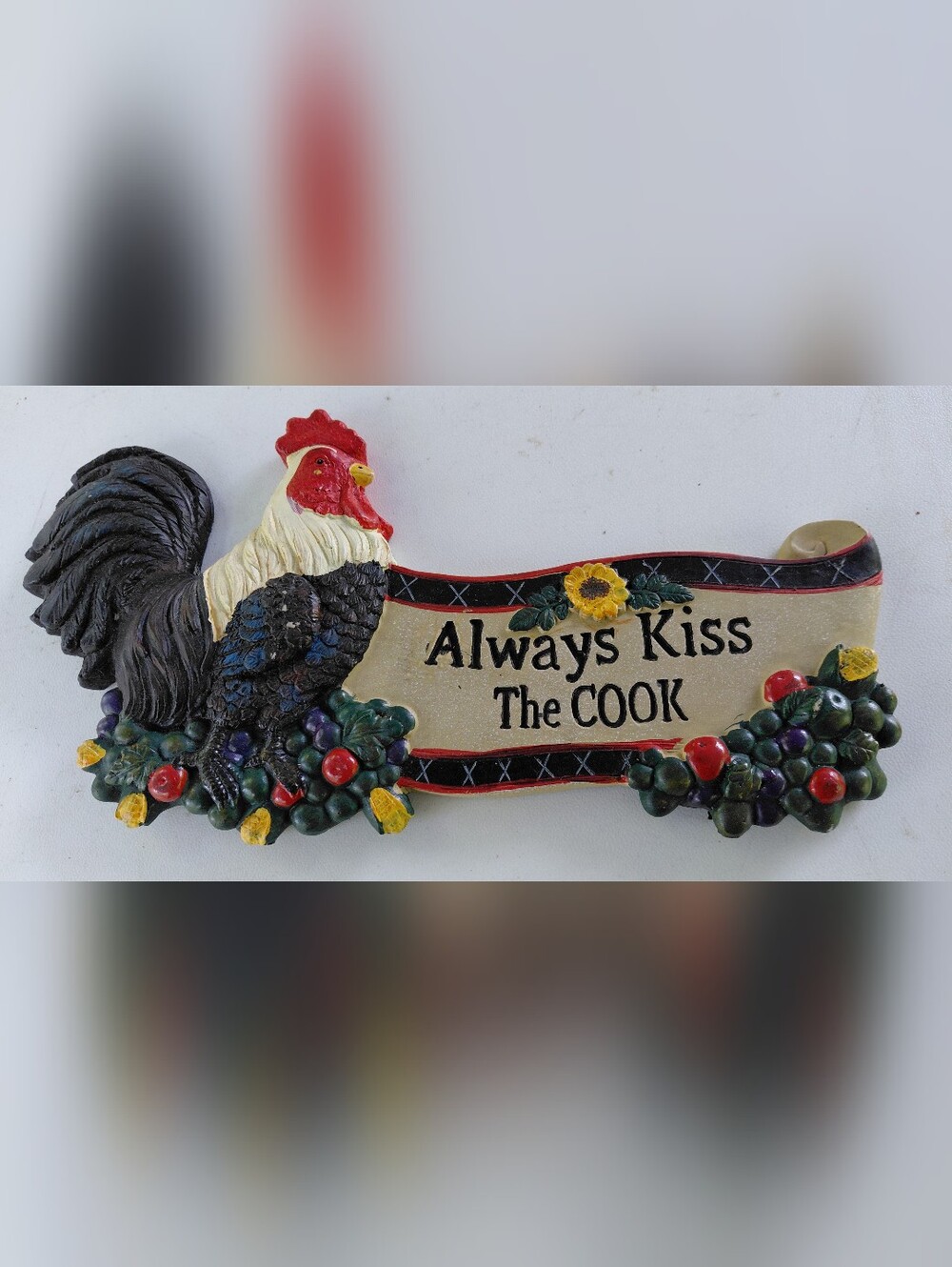 Rooster 'Always Kiss The Cook' Wall Plaque